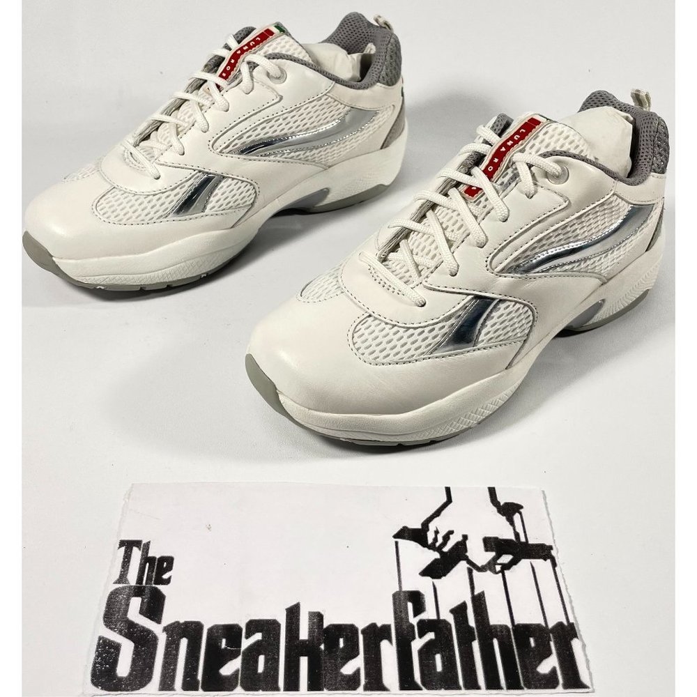 Prada White Silver Low-Top Sneakers - Picture 6 of 15